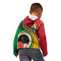 Vanuatu Tribal Boar Tusk Kid Hoodie Tropical Plants with Namele and Melanesian Pattern