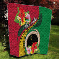 Vanuatu Tribal Boar Tusk Quilt Tropical Plants with Namele and Melanesian Pattern