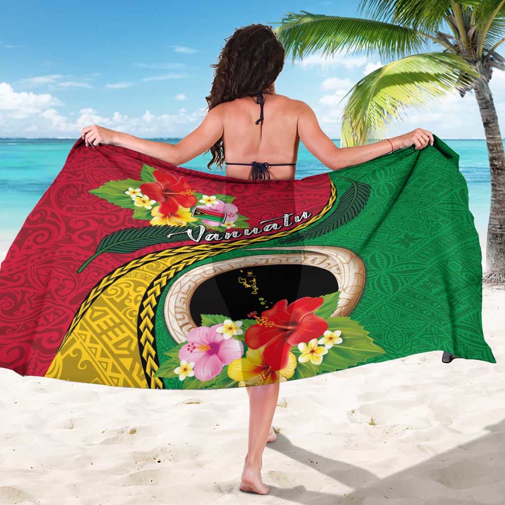 Vanuatu Tribal Boar Tusk Sarong Tropical Plants with Namele and Melanesian Pattern