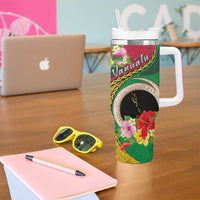 Vanuatu Tribal Boar Tusk Tumbler With Handle Tropical Plants with Namele and Melanesian Pattern