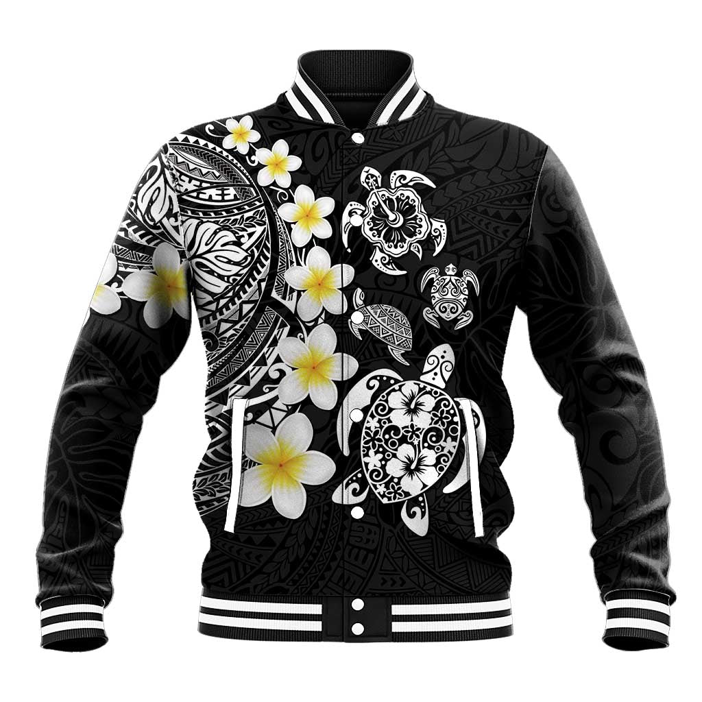 Hawaiian Plumeria Turtles Baseball Jacket Polynesian Art Tattoo