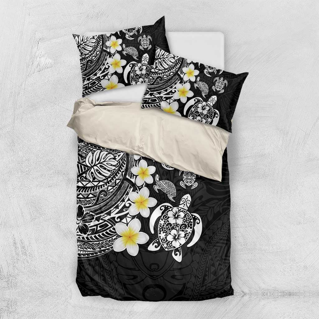 Hawaiian Plumeria Turtles Bedding Set Polynesian Art Tattoo