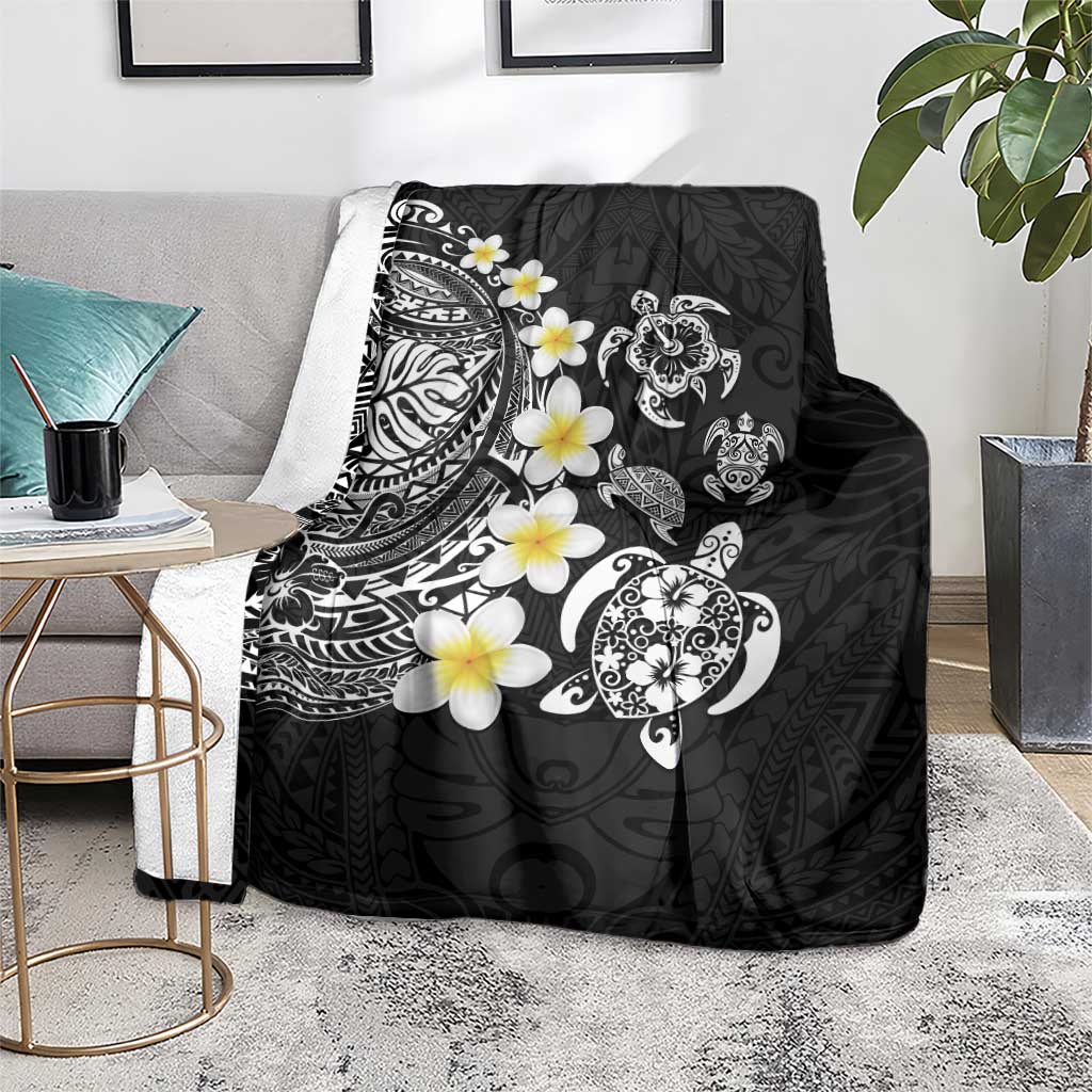 Hawaiian Plumeria Turtles Blanket Polynesian Art Tattoo