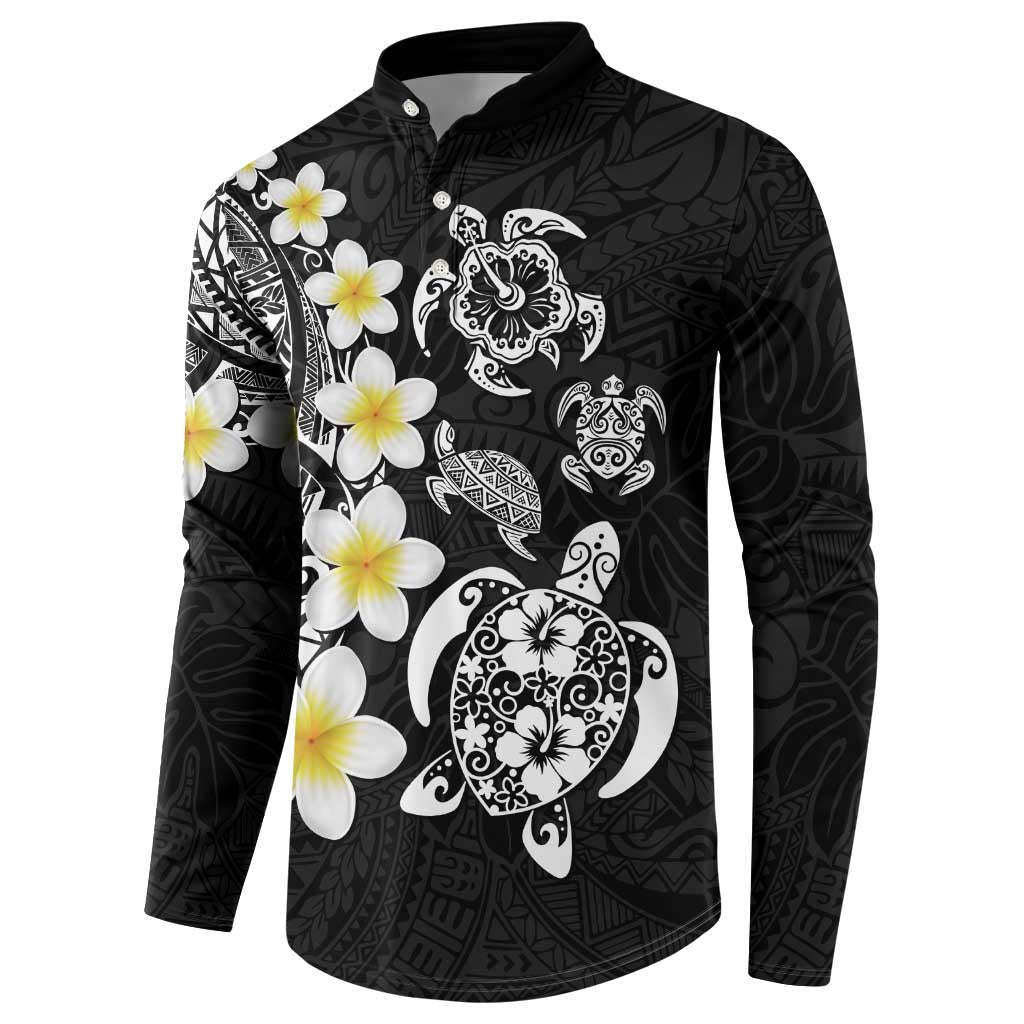 Hawaiian Plumeria Turtles Button Sweatshirt Polynesian Art Tattoo