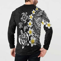 Hawaiian Plumeria Turtles Button Sweatshirt Polynesian Art Tattoo