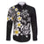 Hawaiian Plumeria Turtles Family Matching Long Sleeve Bodycon Dress and Hawaiian Shirt Polynesian Art Tattoo