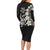 Hawaiian Plumeria Turtles Family Matching Long Sleeve Bodycon Dress and Hawaiian Shirt Polynesian Art Tattoo