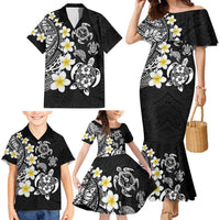 Hawaiian Plumeria Turtles Family Matching Mermaid Dress and Hawaiian Shirt Polynesian Art Tattoo LT03 - Polynesian Pride