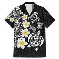 Hawaiian Plumeria Turtles Family Matching Mermaid Dress and Hawaiian Shirt Polynesian Art Tattoo LT03 Dad's Shirt - Short Sleeve Black - Polynesian Pride