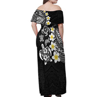 Hawaiian Plumeria Turtles Family Matching Off Shoulder Maxi Dress and Hawaiian Shirt Polynesian Art Tattoo LT03 - Polynesian Pride