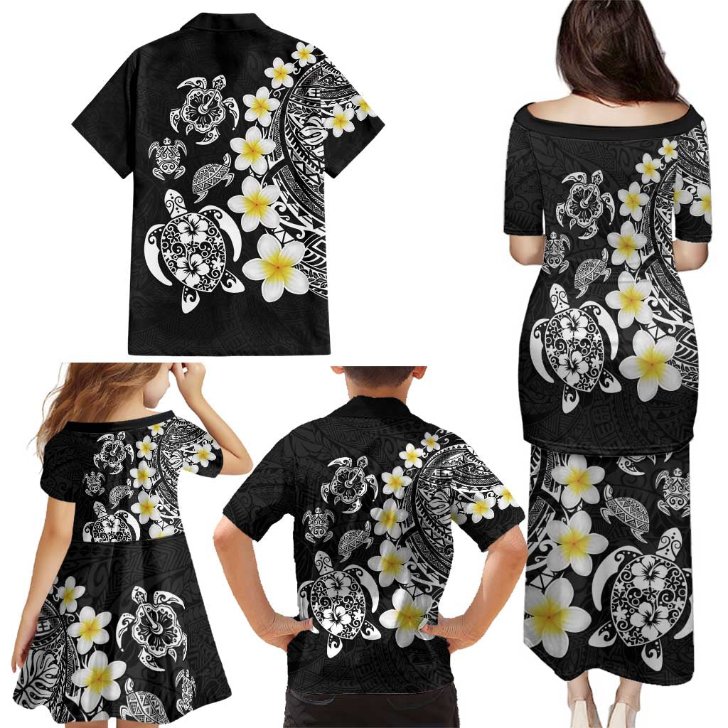Hawaiian Plumeria Turtles Family Matching Puletasi and Hawaiian Shirt Polynesian Art Tattoo LT03 - Polynesian Pride