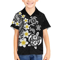 Hawaiian Plumeria Turtles Family Matching Summer Maxi Dress and Hawaiian Shirt Polynesian Art Tattoo LT03 Son's Shirt Black - Polynesian Pride