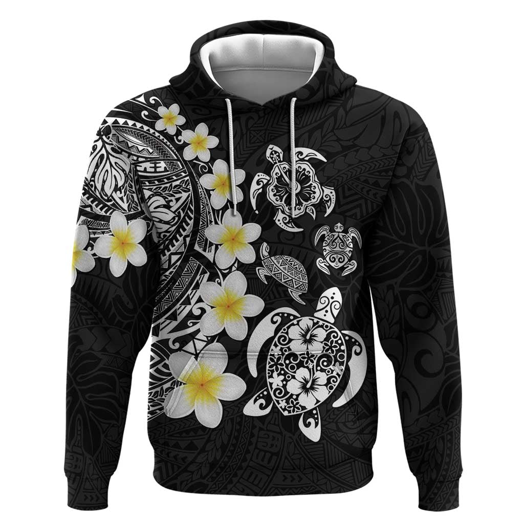 Hawaiian Plumeria Turtles Hoodie Polynesian Art Tattoo
