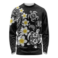 Hawaiian Plumeria Turtles Long Sleeve Shirt Polynesian Art Tattoo