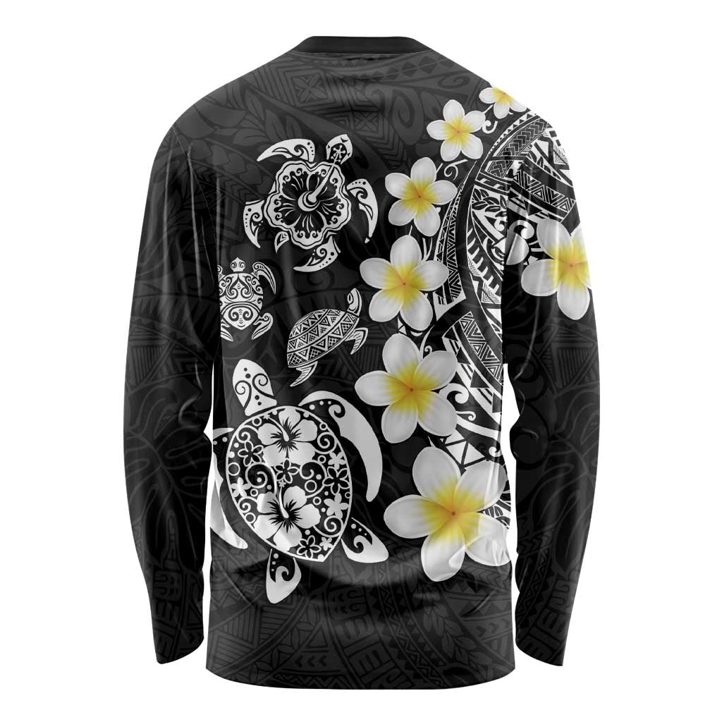 Hawaiian Plumeria Turtles Long Sleeve Shirt Polynesian Art Tattoo