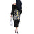 Hawaiian Plumeria Turtles Off The Shoulder Long Sleeve Dress Polynesian Art Tattoo
