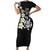 Hawaiian Plumeria Turtles Short Sleeve Bodycon Dress Polynesian Art Tattoo
