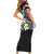 Hawaiian Plumeria Turtles Short Sleeve Bodycon Dress Polynesian Art Tattoo