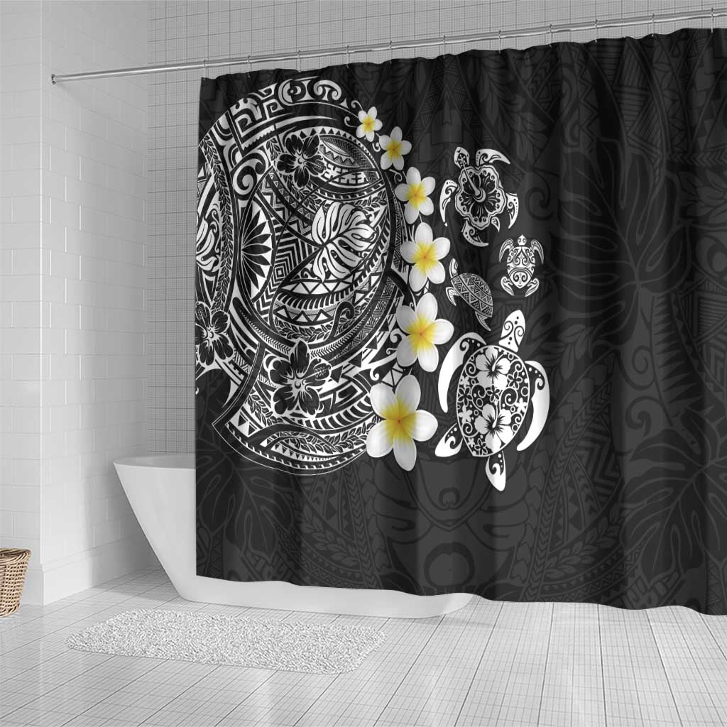 Hawaiian Plumeria Turtles Shower Curtain Polynesian Art Tattoo