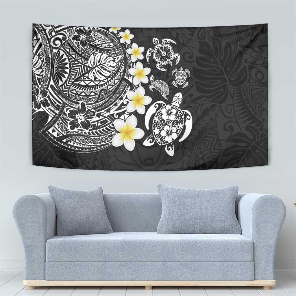 Hawaiian Plumeria Turtles Tapestry Polynesian Art Tattoo