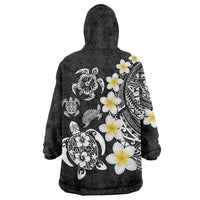 Hawaiian Plumeria Turtles Wearable Blanket Hoodie Polynesian Art Tattoo