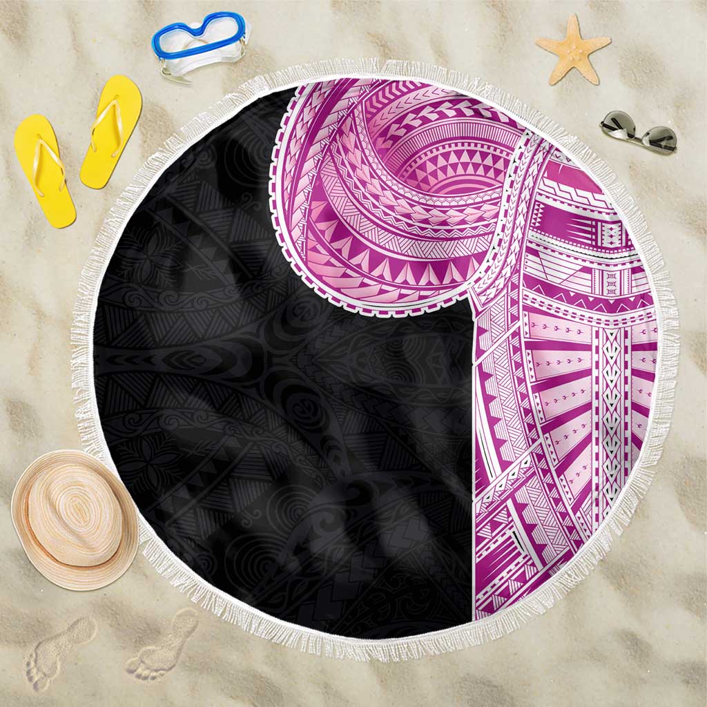 Samoan Art Tattoo Polynesian Pattern Beach Blanket Pink Out Color