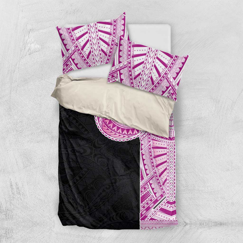 Samoan Art Tattoo Polynesian Pattern Bedding Set Pink Out Color