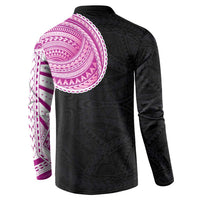 Samoan Art Tattoo Polynesian Pattern Button Sweatshirt Pink Out Color