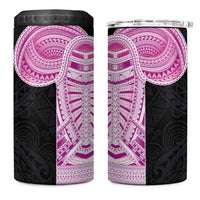 Samoan Art Tattoo Polynesian Pattern 4 in 1 Can Cooler Tumbler Pink Out Color