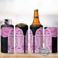 Samoan Art Tattoo Polynesian Pattern 4 in 1 Can Cooler Tumbler Pink Out Color