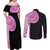 Samoan Art Tattoo Polynesian Pattern Couples Matching Off Shoulder Maxi Dress and Long Sleeve Button Shirt Pink Out Color