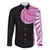 Samoan Art Tattoo Polynesian Pattern Family Matching Long Sleeve Bodycon Dress and Hawaiian Shirt Pink Out Color