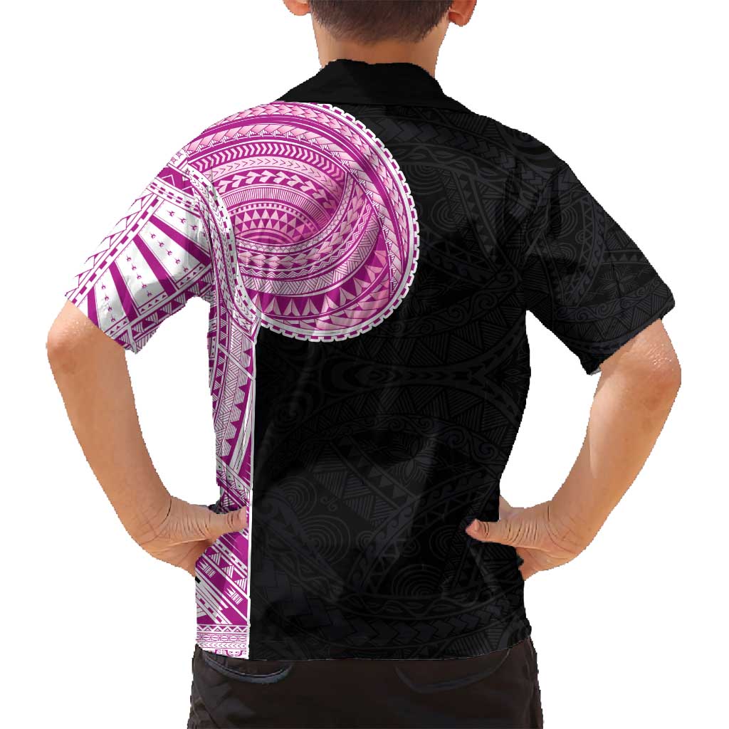 Samoan Art Tattoo Polynesian Pattern Family Matching Puletasi and Hawaiian Shirt Pink Out Color