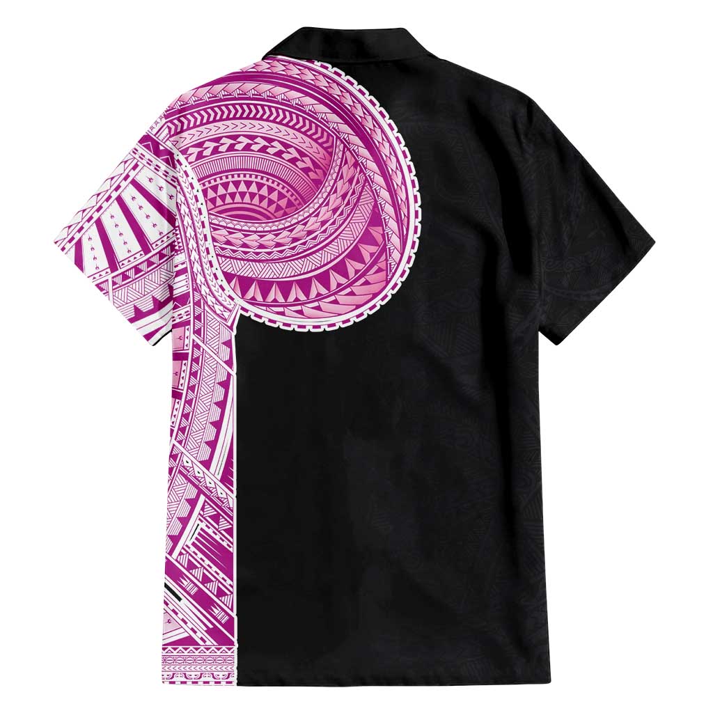 Samoan Art Tattoo Polynesian Pattern Family Matching Puletasi and Hawaiian Shirt Pink Out Color