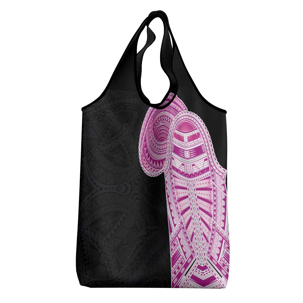 Samoan Art Tattoo Polynesian Pattern Grocery Bag Pink Out Color