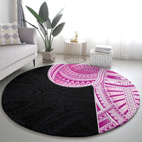 Samoan Art Tattoo Polynesian Pattern Round Carpet Pink Out Color
