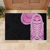 Samoan Art Tattoo Polynesian Pattern Rubber Doormat Pink Out Color