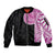 Samoan Art Tattoo Polynesian Pattern Sleeve Zip Bomber Jacket Pink Out Color