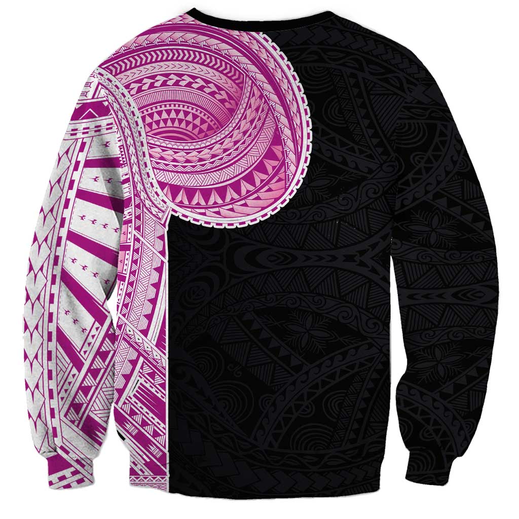 Samoan Art Tattoo Polynesian Pattern Sweatshirt Pink Out Color