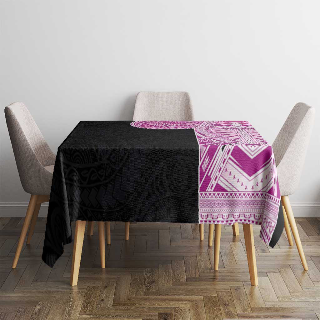 Samoan Art Tattoo Polynesian Pattern Tablecloth Pink Out Color