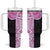 Samoan Art Tattoo Polynesian Pattern Tumbler With Handle Pink Out Color