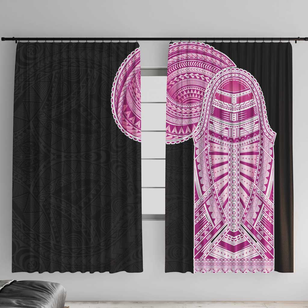 Samoan Art Tattoo Polynesian Pattern Window Curtain Pink Out Color
