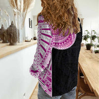 Samoan Art Tattoo Polynesian Pattern Women Casual Shirt Pink Out Color