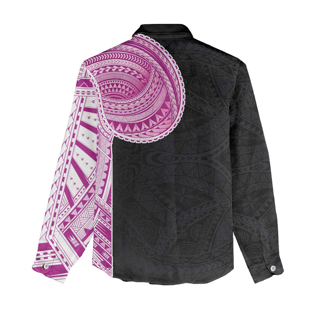 Samoan Art Tattoo Polynesian Pattern Women Casual Shirt Pink Out Color