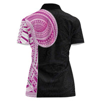 Samoan Art Tattoo Polynesian Pattern Women Polo Shirt Pink Out Color