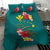 Aloha Kanaka Maoli Hawaii Flowers Bedding Set With Polynesian Pattern Teal Color