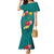 Aloha Kanaka Maoli Hawaii Flowers Family Matching Mermaid Dress and Hawaiian Shirt With Polynesian Pattern Teal Color