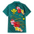 Aloha Kanaka Maoli Hawaii Flowers Family Matching Short Sleeve Bodycon Dress and Hawaiian Shirt With Polynesian Pattern Teal Color