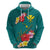 Aloha Kanaka Maoli Hawaii Flowers Hoodie With Polynesian Pattern Teal Color