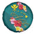 Aloha Kanaka Maoli Hawaii Flowers Spare Tire Cover With Polynesian Pattern Teal Color